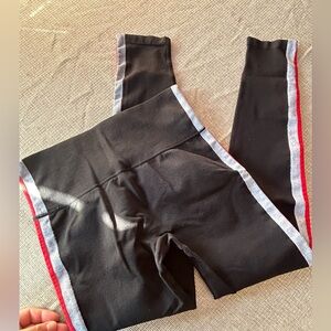 Forever 21 Black Leggings with Red and Gray Accents